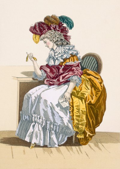 Lady sitting waiting for a friend, engraved by Dupin, plate no.191 from 